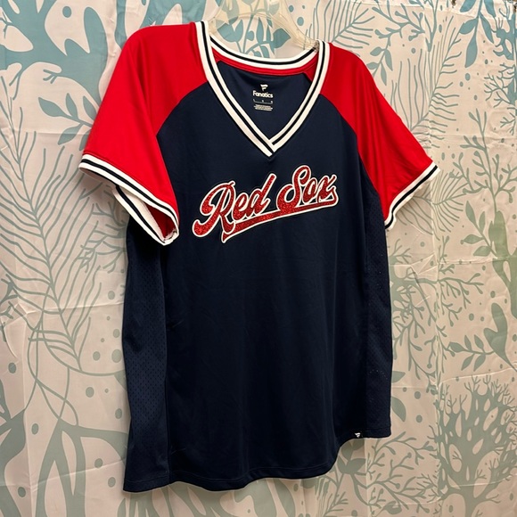 Fanatics Tops - Boston Red Sox Women’s Glitz & Glam League Diva raglan v-neck t-shirt, navy